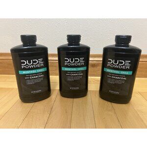DUDE Body Powder Menthol Chill Charcoal Natural 10oz Talc Free - LOT OF 3
